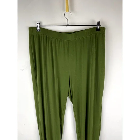 Susan Graver Sz 3XT Tall Plus Liquid Knit Pull On Wide Leg Pants Green - Picture 6 of 10